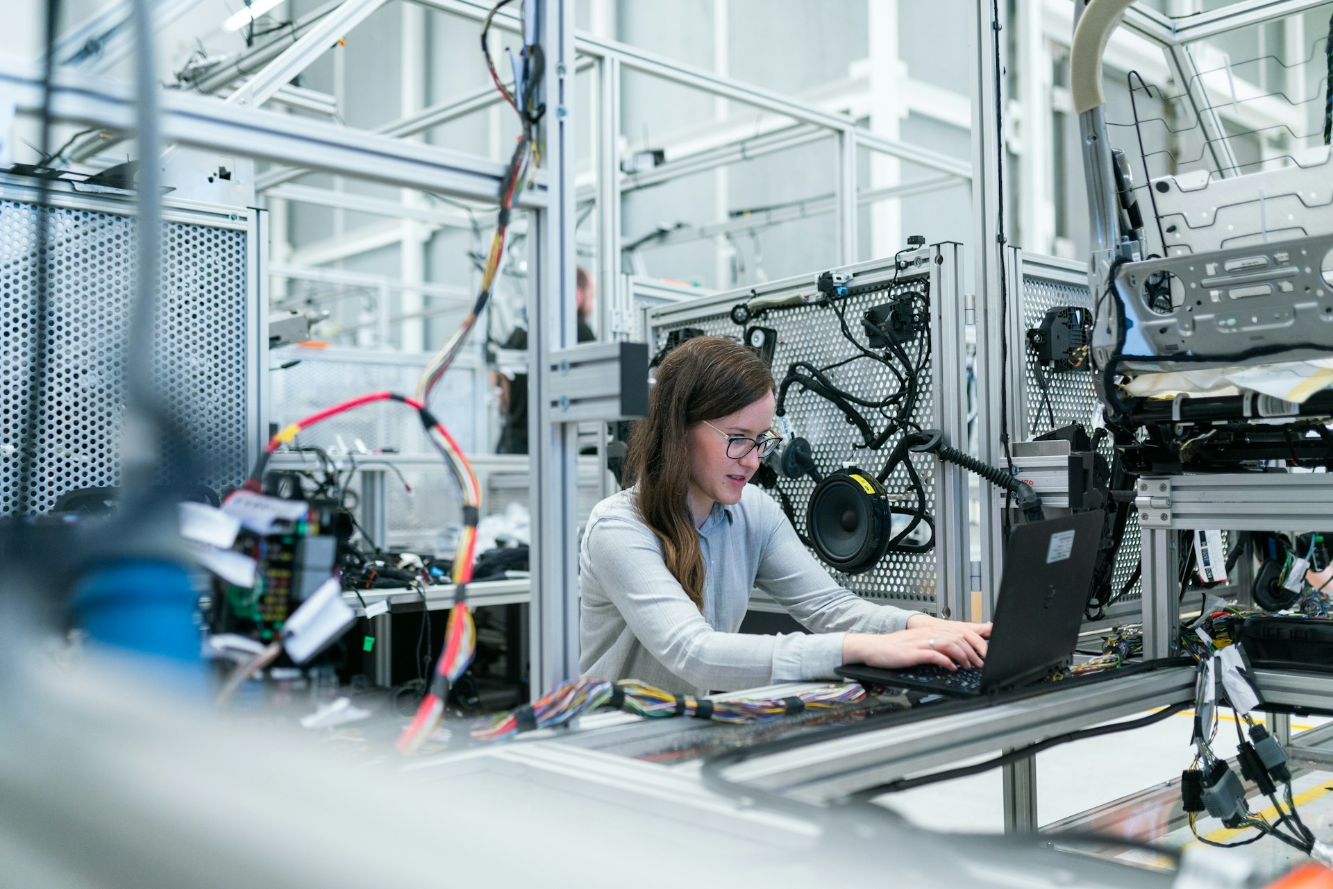 Precision CNC milling machine in high-tech facility